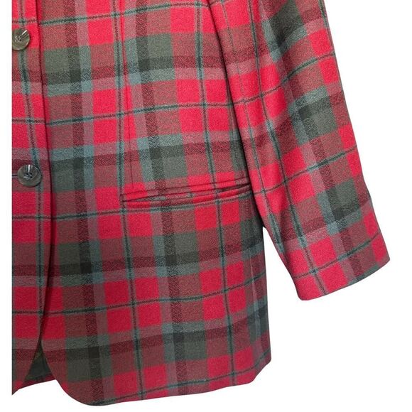 Bankers Club Blazer Womens Size 4 Petites Red Gray Plaid Checks Long‎ Sleeves - Picture 7 of 9